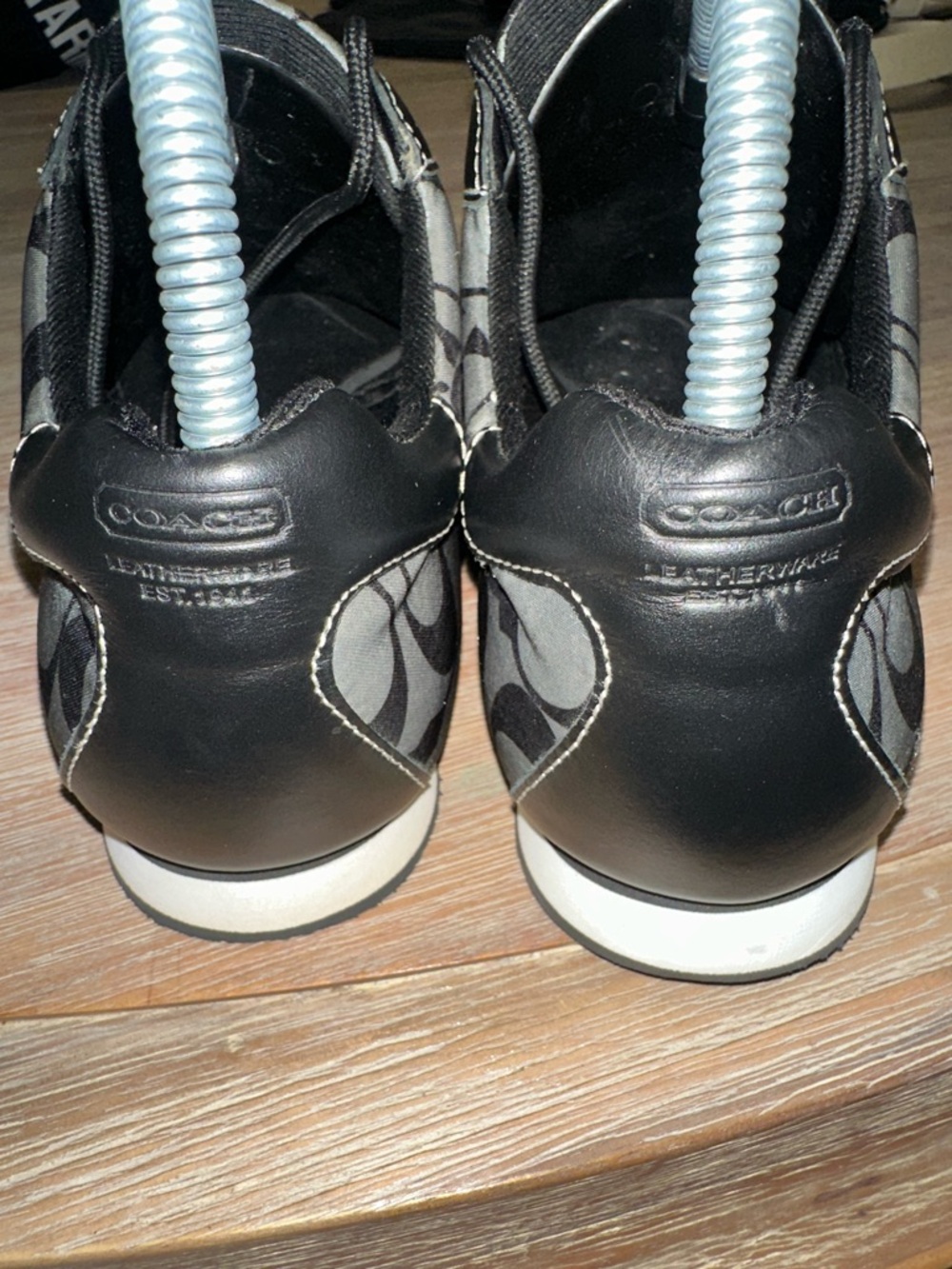 Coach Black and Gray Signature Pattern Lace-Up Sneakers - Picture 6 of 10